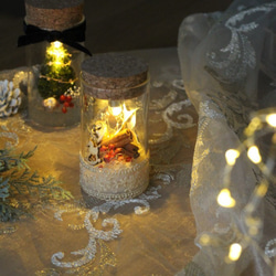 【クリスマス限定】boca~ドライフラワーのボトルランプ　tree～ 5枚目の画像