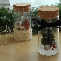 【クリスマス限定】boca~ドライフラワーのボトルランプ　tree～ 6枚目の画像
