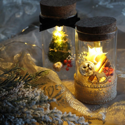 【クリスマス限定】boca~ドライフラワーのボトルランプ　tree～ 4枚目の画像