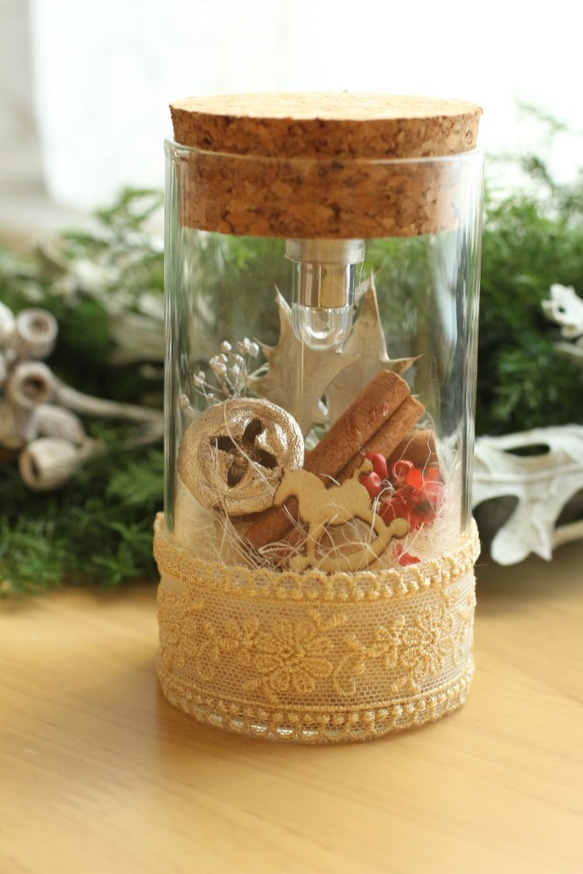 【クリスマス限定2個セット】boca~ドライフラワーのボトルランプ～ 7枚目の画像