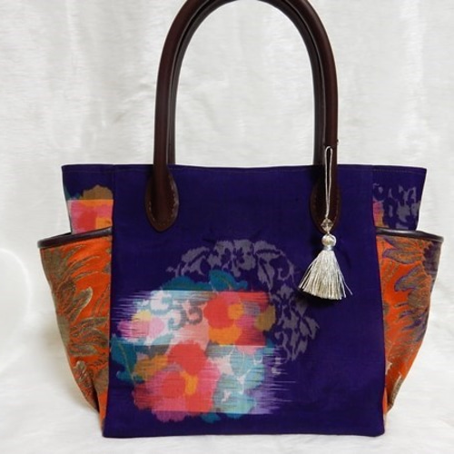 バッグ かばん ハンドバッグ 大正ロマン 花 紫 （着物に合ったバッグの  