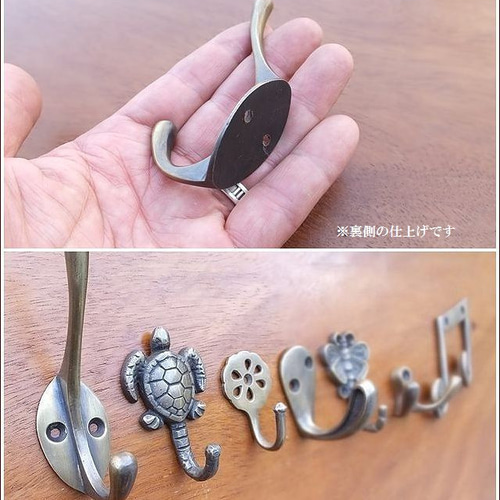 真鍮製 アンティーク風 壁掛け フック レトロ調 鍵 帽子 タオル