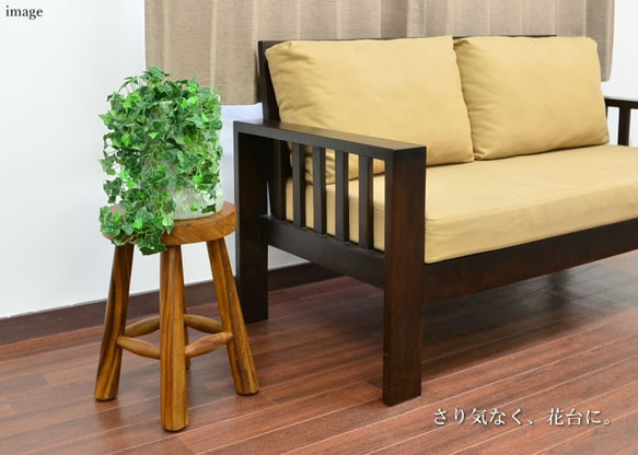 木製 スツール H45cm モンキーポッド イス 椅子 チェア 花台 腰掛 原木 ウッド カウンター A-010 5枚目の画像