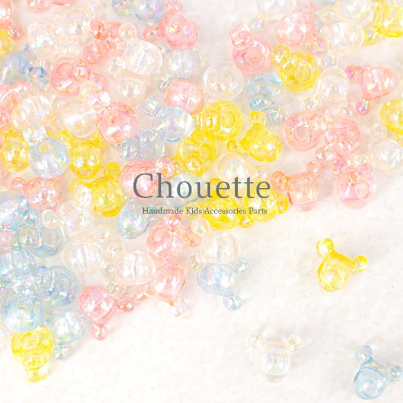 くまちゃん パステルクリアビーズ アソート 4色計120個 pt-1412 ビーズ  