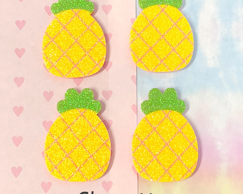 オリジナルハンドメイド　カラフルパイナップル フェルトデコパーツ フルーツ 4個入り【パイナップル】ハンドメイド