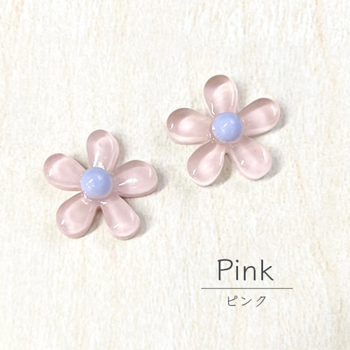 デコパーツ 花 フラワー 3色各2個計6個【ミックス】ハンドメイド