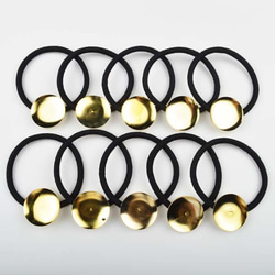レジン枠台座ヘアゴムパーツ25mmおわん型 ゴールド・茶 10個 pt-151014
