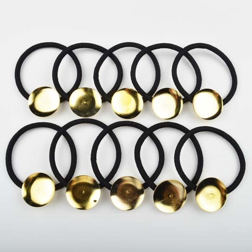 レジン枠台座ヘアゴムパーツ25mmおわん型 ゴールド・茶 10個 pt-151014