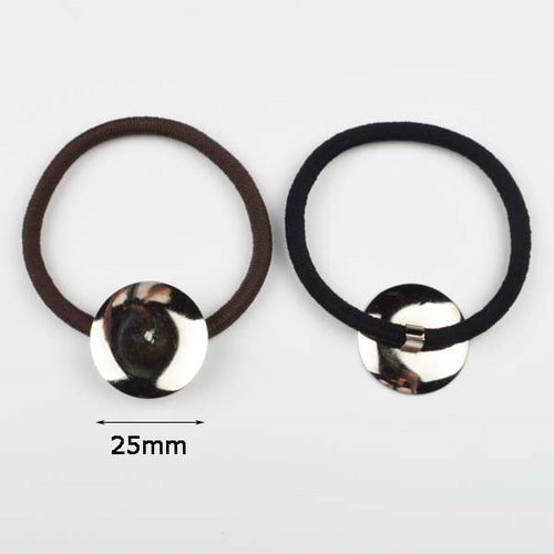 レジン枠台座ヘアゴムパーツ25mmおわん型 ゴールド・茶 10個 pt-151014