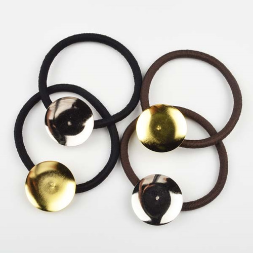 レジン枠台座ヘアゴムパーツ25mmおわん型 ゴールド・茶 10個 pt-151014