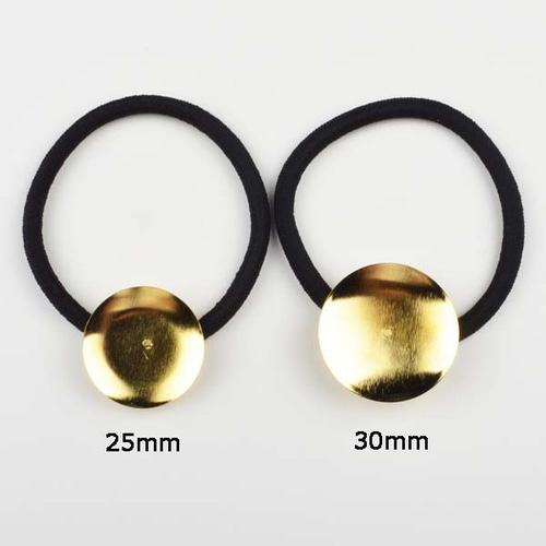 レジン枠台座ヘアゴムパーツ25mmおわん型 ゴールド・茶 10個 pt-151014