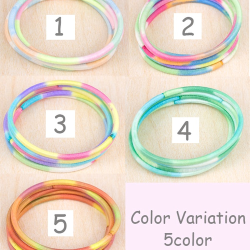 ヘアゴム リングゴム 段染め カラフル 5色 選べる 6本セット【大】pt