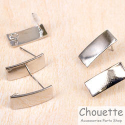 　在庫処分　ピアス リング付き 銅 長方形 カン付き シルバー pt-831 1枚目の画像