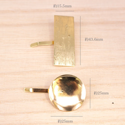 　長方形&丸のポニーフックセット ゴールド  pt-954 2枚目の画像