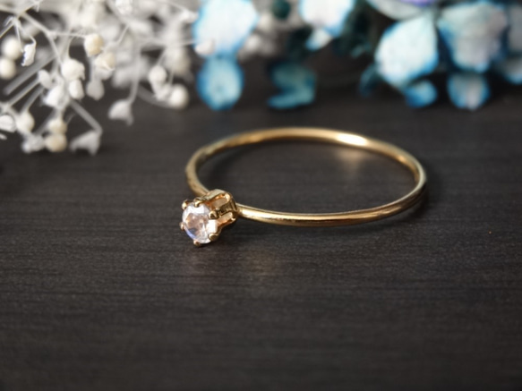 [14kgf] 誰かのための光のリング: Rainbow moonstone crown ring 3枚目の画像