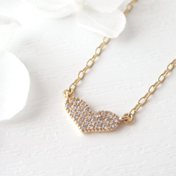 heart pave cubic zirconia necklace 1枚目の画像