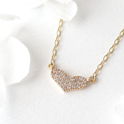 heart pave cubic zirconia necklace 2枚目の画像