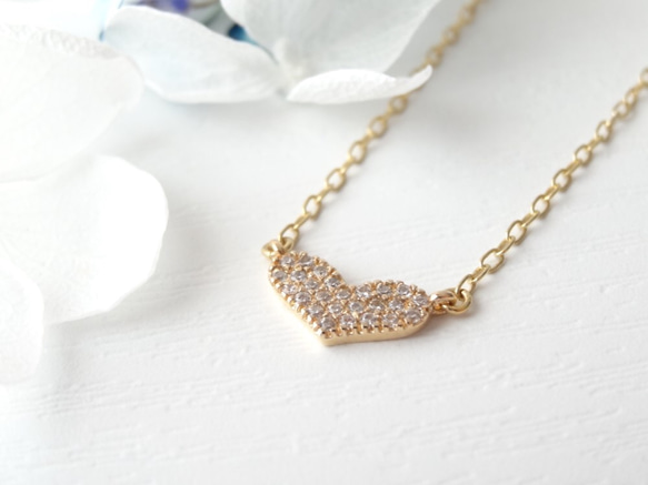 heart pave cubic zirconia necklace 3枚目の画像