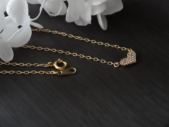 heart pave cubic zirconia necklace 4枚目の画像