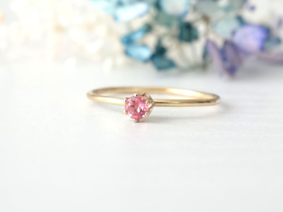 [14kgf] 恋心ささやくアミュレット: Pink tourmaline crown ring 2枚目の画像