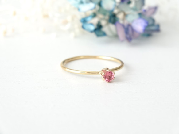 [14kgf] 恋心ささやくアミュレット: Pink tourmaline crown ring 3枚目の画像