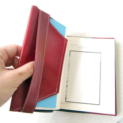 合皮のシンプル文庫本カバー（レッド） 3枚目の画像