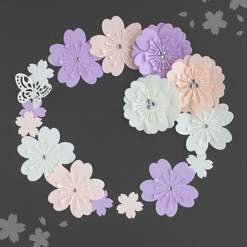 桜＊ 立体花シール 16ピースセット ＊ウエディング・寄せ書き・カード