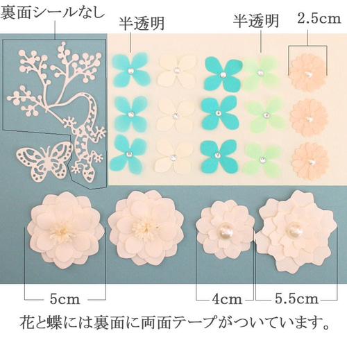立体花シール24ピースセット＊ 花の森 ウエディング・寄せ書き・カード