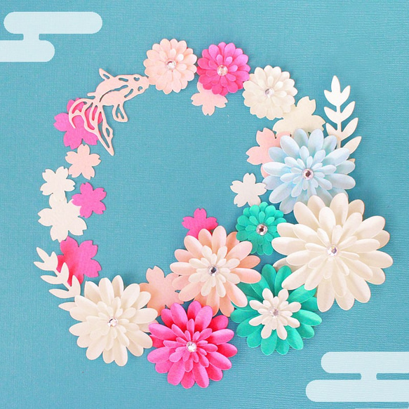 和の花々（桜・ダリア）＊ 立体花シール 25ピースセット ＊ 寄せ書き