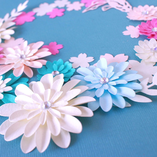 和の花々（桜・ダリア）＊ 立体花シール 25ピースセット ＊ 寄せ書き