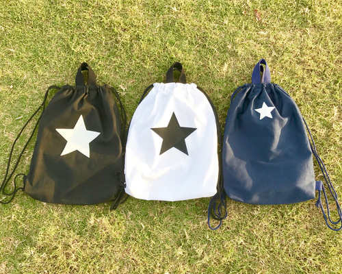 星ナップザック 白 黒 ハンドメイド 1_1f8d9bd7c084fc61ac0a72cf1259