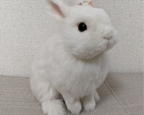 ネザーランドドワーフ（うさぎ）白 植毛 羊毛フェルト Rinmama