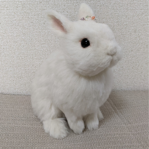 ネザーランドドワーフ（うさぎ）白 植毛 羊毛フェルト Rinmama