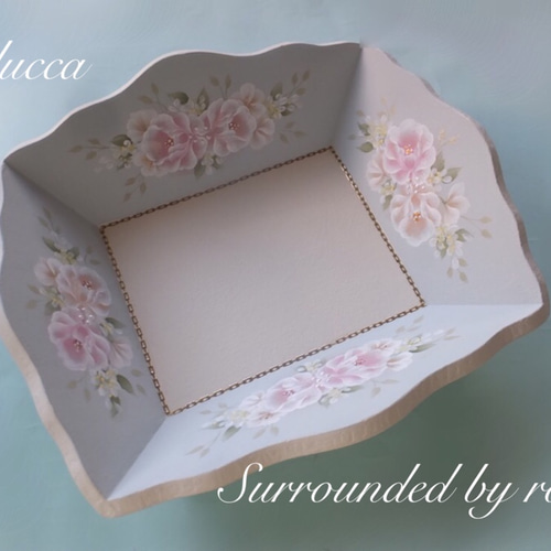 トールペイント 水色のトレイ その他雑貨 yucca-mery 通販 10522359