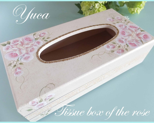 再販】 薔薇のティッシュボックス トールペイント その他雑貨 yucca