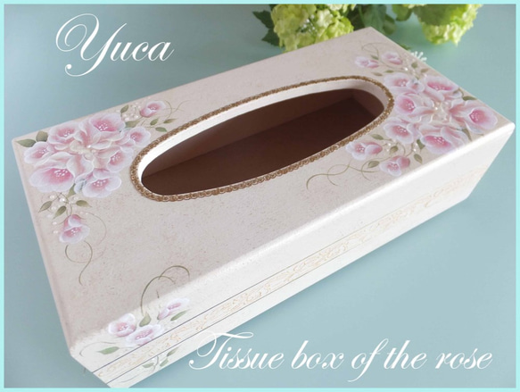 再販】 薔薇のティッシュボックス トールペイント その他雑貨 yucca