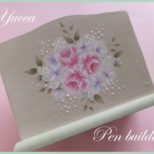 薔薇のペン立て（グリーン）トールペイント リモコンラック yucca-mery