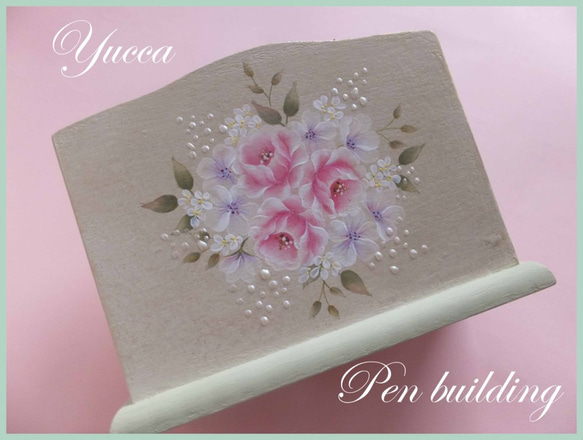 薔薇のペン立て（グリーン）トールペイント リモコンラック yucca-mery