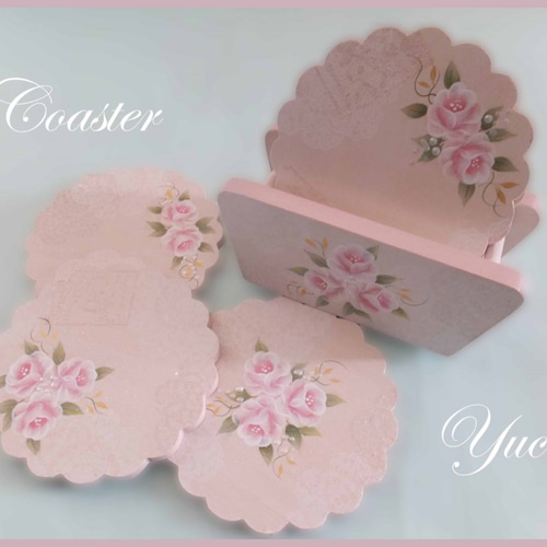 バンブーコースタートレイ。 トールペイント 。薔薇。 バンブーコースタートレイ。 トールペイント 。薔薇。 - メルカリ