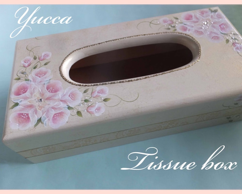 薔薇のティッシュボックス トールペイント その他インテリア雑貨 yucca