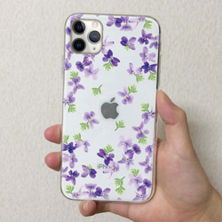 送料無料 全機種対応☆TPUケース すみれの花 Google Pixel8a/iPhone15/ 2枚目の画像