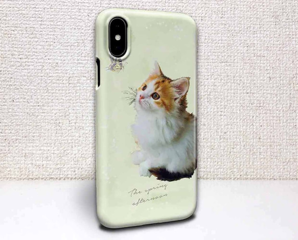 iPhone ハードケース 春の午後 蝶と子猫 猫 iPhoneXR iPhoneXs iPhoneX 1枚目の画像