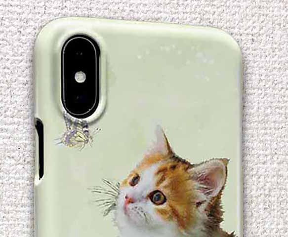 iPhone ハードケース 春の午後 蝶と子猫 猫 iPhoneXR iPhoneXs iPhoneX 2枚目の画像