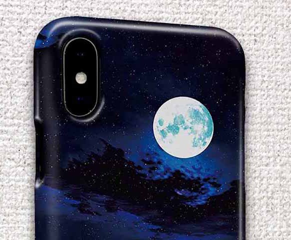 送料無料 iPhoneケース・カバー 海に浮かぶ月 星空 iPhone12 mini iPhone12 Pro 2枚目の画像