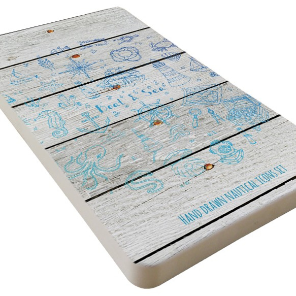 【モバイルバッテリー】錨・帆船・コンパス・貝殻・灯台　海をイメージするイラストfor iPhone&Android 3枚目の画像