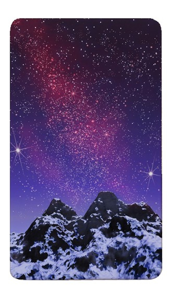 【モバイルバッテリー】雪山の上の済んだ夜空　for iPhone&Android 2枚目の画像