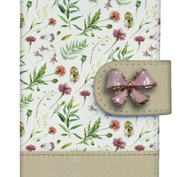 iPhone14/全機型免運費☆筆記本型智能手機保護套/保護套 粉色緞帶天然草本花卉圖案 第3張的照片