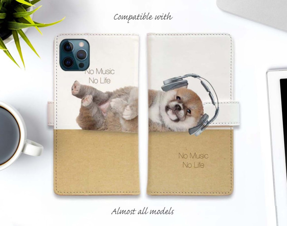 iPhone14/全機型免運費☆筆記本型智能手機保護套Shiba Inu Datte No Music No Life dog 第1張的照片