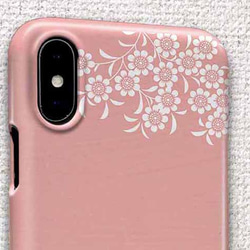 送料無料 iPhoneケース・カバー ピンクの花畑と蝶 花柄 iPhone12 mini iPhone12 Pro 2枚目の画像