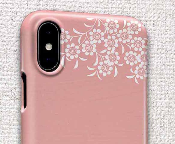 送料無料 iPhoneケース・カバー ピンクの花畑と蝶 花柄 iPhone12 mini iPhone12 Pro 2枚目の画像